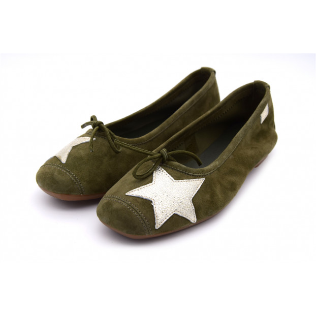 Ballerines REQINS Hondriane Mix - Cuir Peau Marron/kaki - Pointure 36 - Neuf Dans Son Emballage